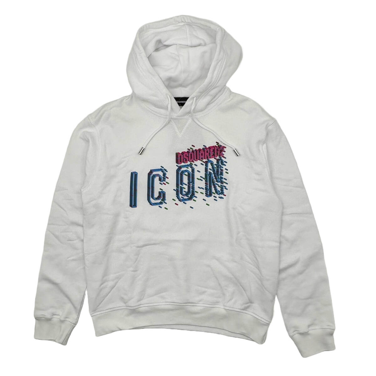 新品◆DSQUARED2 ◆ピクセル ICONロゴ ホワイト パーカー ◆イタリア製◆ プルオーバーパーカー ◆ 白 ◆ ディースクエアード◆ Lサイズ拍卖