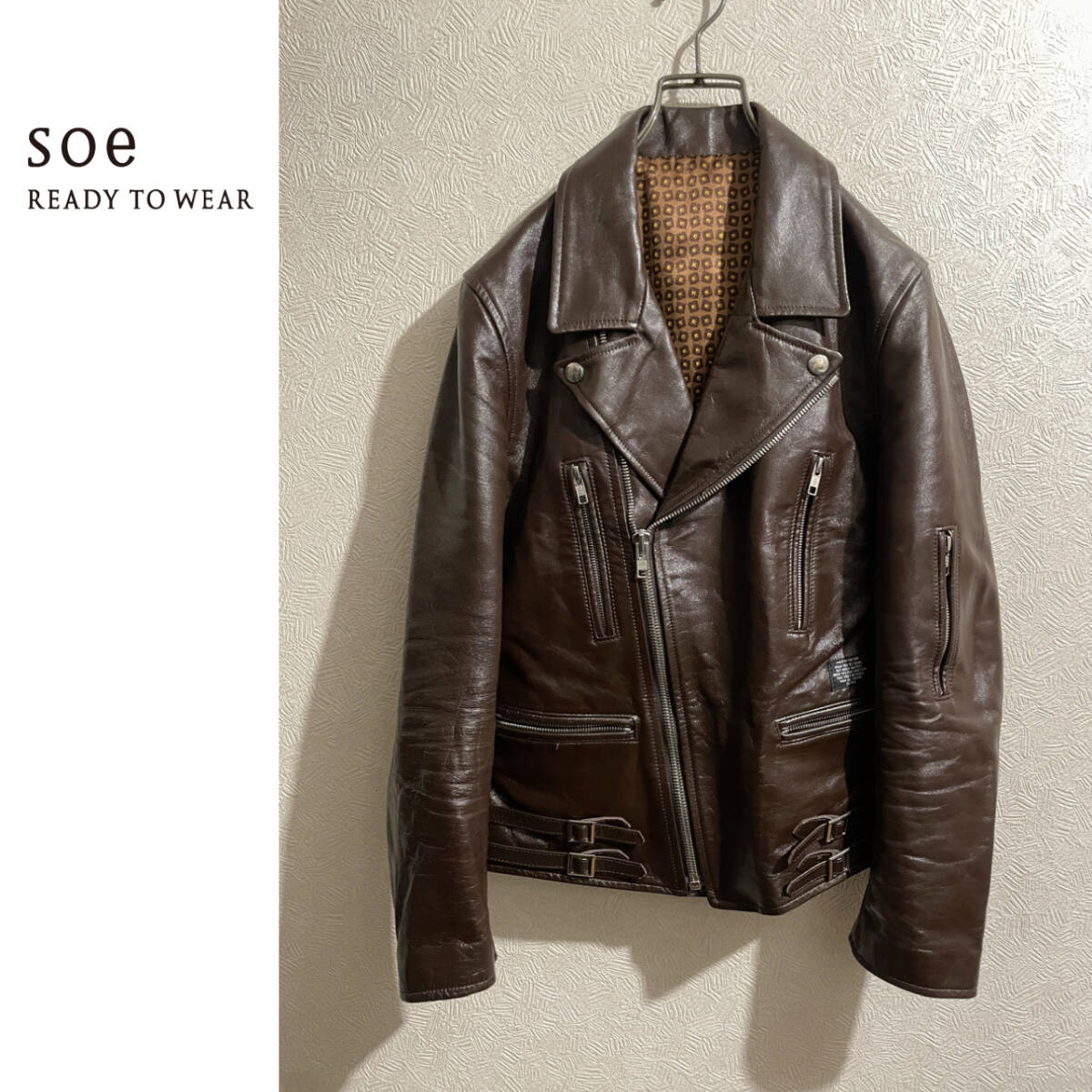 ◯ soe ホースハイド ダブル ライダース ジャケット / ソーイ レザー ロンジャン ブラウン こげ茶 0 Mens #Sirchive拍卖