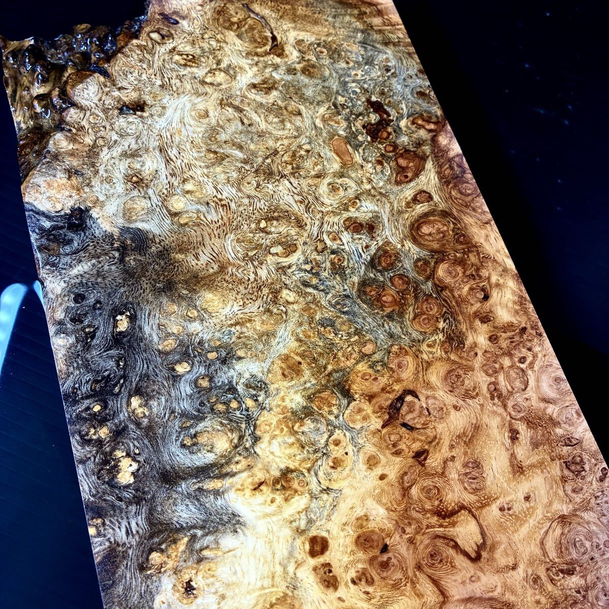 『YY0200』極厚 究極神美杢 激トリコロール 花梨 瘤材 葡萄杢 板材 ペンブランク(縦幅厚264-150-36㎜) ハンドメイド素材 希少材 銘木拍卖