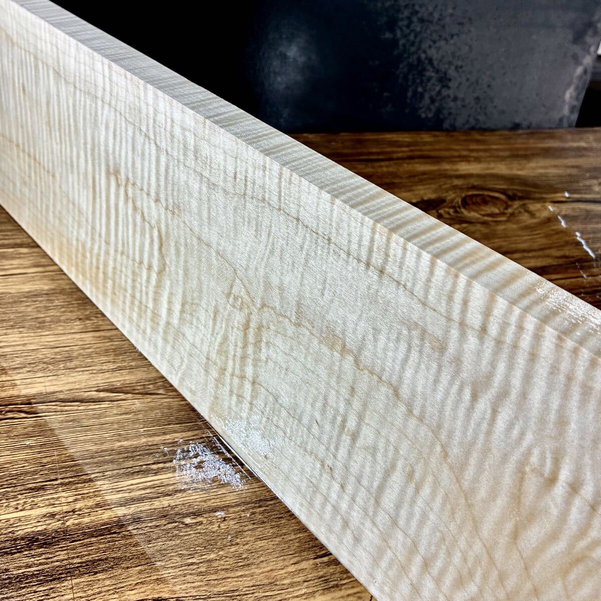 『OS0⑨』究極美杢 極上縮み杢 超特大 カーリーメイプル(縦幅厚772-173-24㎜)ギター材 ギター素材 ペンブランク ハンドメイド素材拍卖