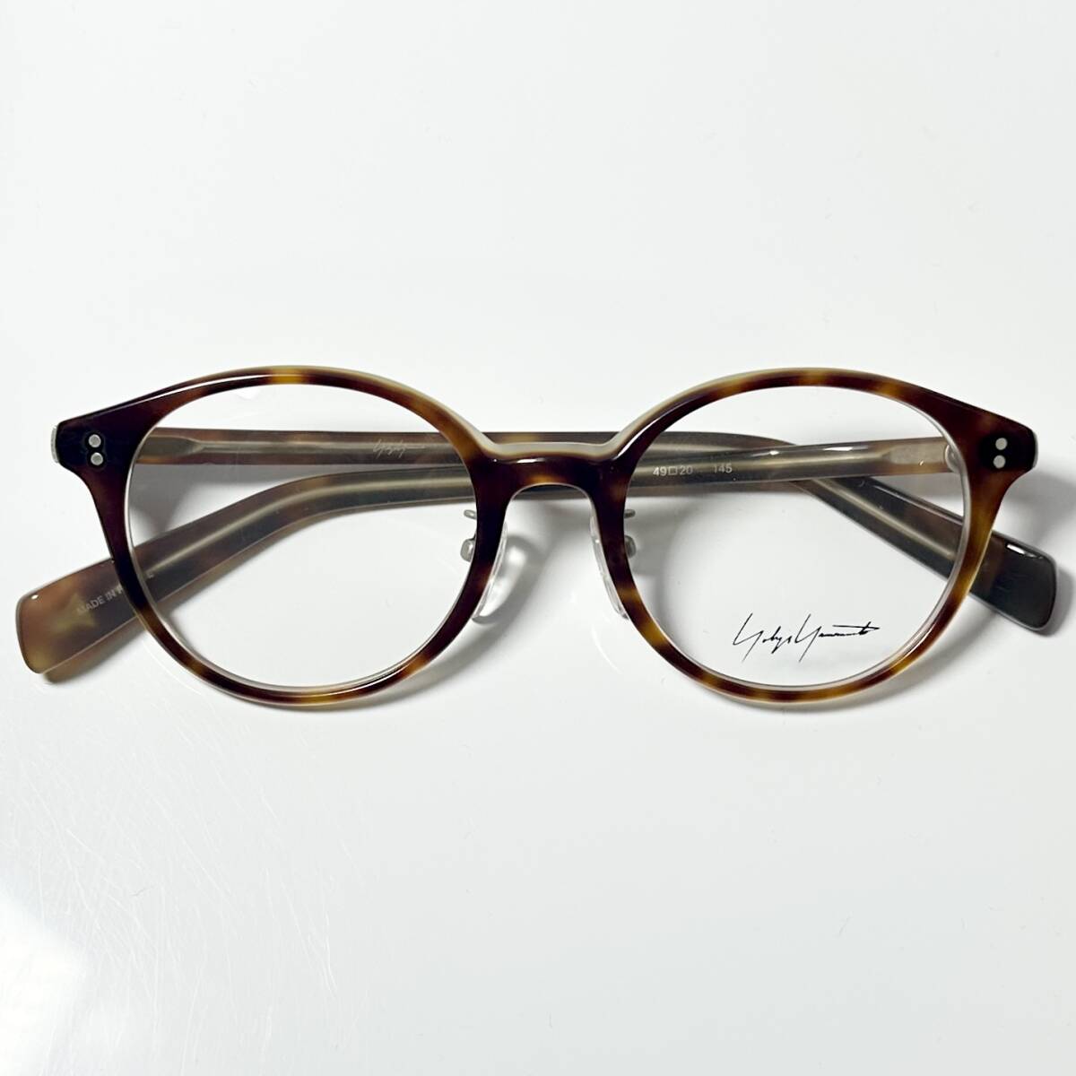 新品 Yohji Yamamoto ヨウジヤマモト YY1020 101 べっ甲柄ベージュ色 メガネ 純正ケース付き フランス製 Y3 拍卖