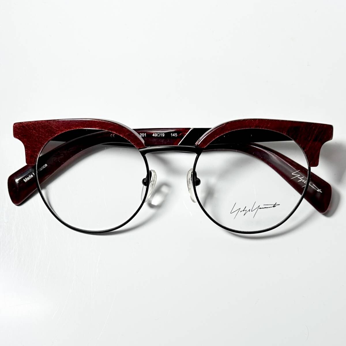 新品 Yohji Yamamoto ヨウジヤマモト YY3009 201 赤黒 メガネ 純正ケース付き フランス製 Y3 拍卖