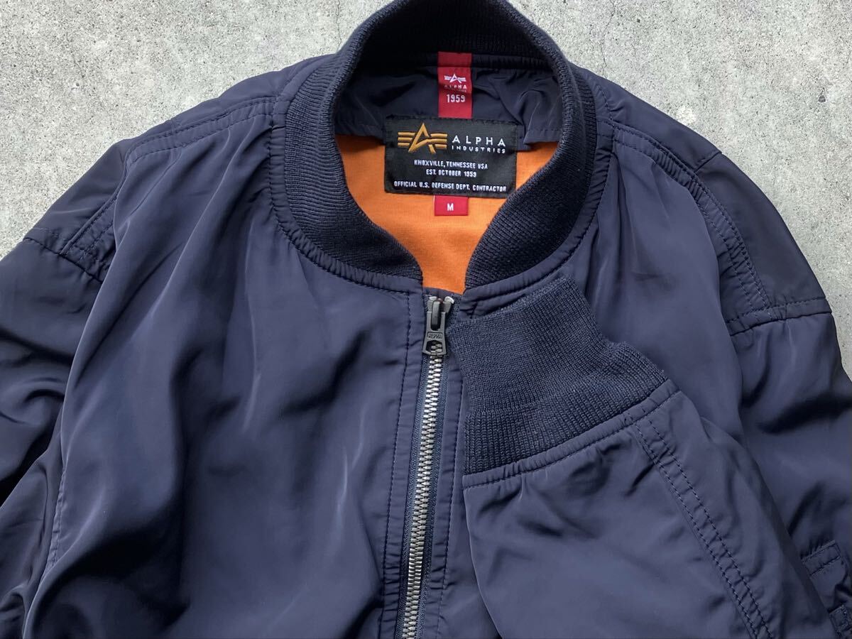 ALPHA INDUSTRIES MA-1フライトジャケット M アルファ メンズ ブルゾン 紺 ネイビー L-2B拍卖