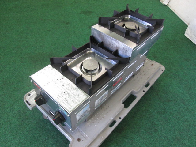 山岡金属工業 鉄腕ガッツだんだん2(2口) 都市ガス ガステーブルコンロ STK-572DAN(0914CI)7AT-13S拍卖