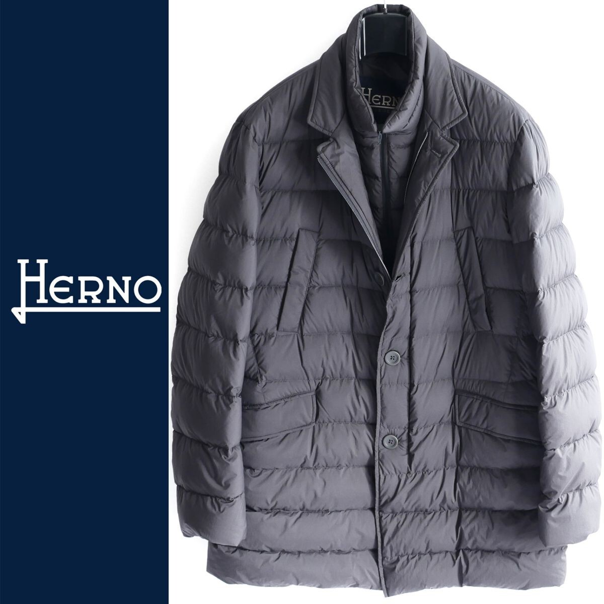 終了日午後6時迄ご入札●dt159●貴重な56●52や54の方も●HERNOヘルノ●名品LEGEND●レイヤードダウンコート●メンズ拍卖