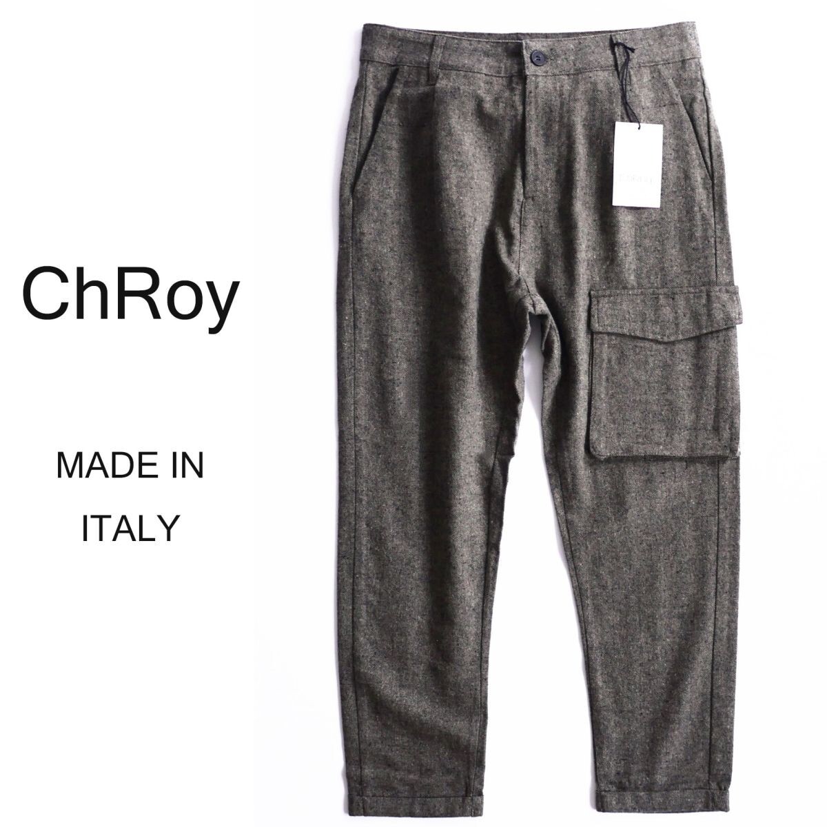 dt050●M●L●XL●選択可●ミラノの街着●MMメイドインイタリー●25-26秋冬●暖か上質なヘリンボーンフランネルカーゴパンツ●メンズ拍卖