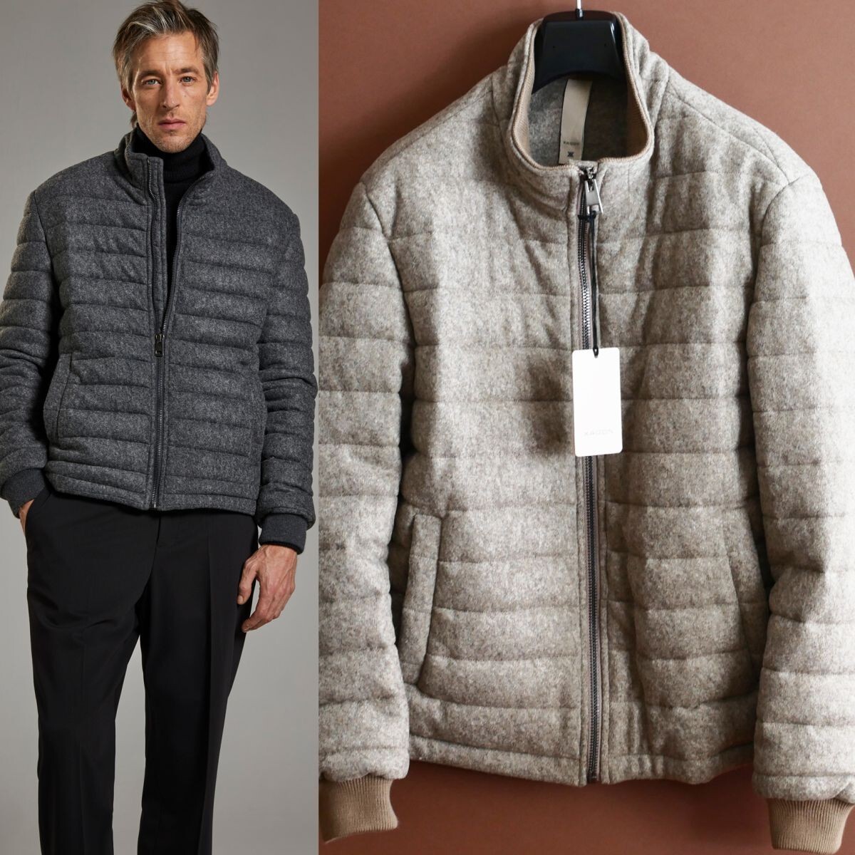 dt071●M●L●XL●選択可●エクサゴン・イタリー・ジェントルマン●25-26秋冬●暖か●中綿入りウールジャケット●イタリア製拍卖