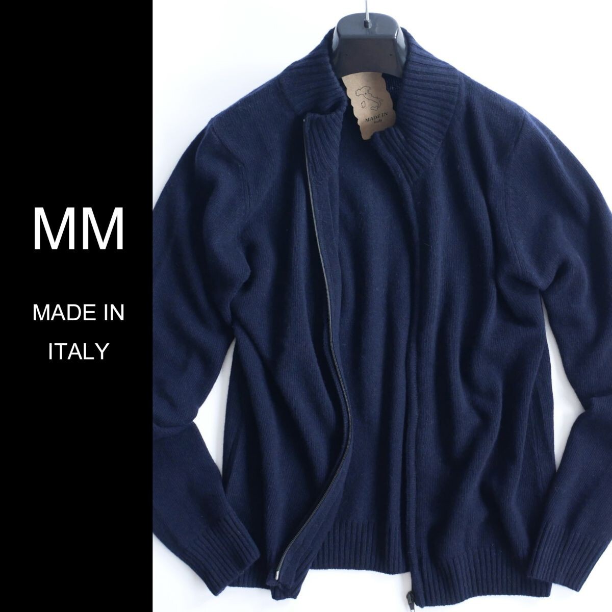 終了日午後6時迄ご入札●dt136●M●L●XL●選択可●ミラノの街着●MM メイドインイタリー●25-26秋冬●カシミヤニットブルゾン●メンズ拍卖