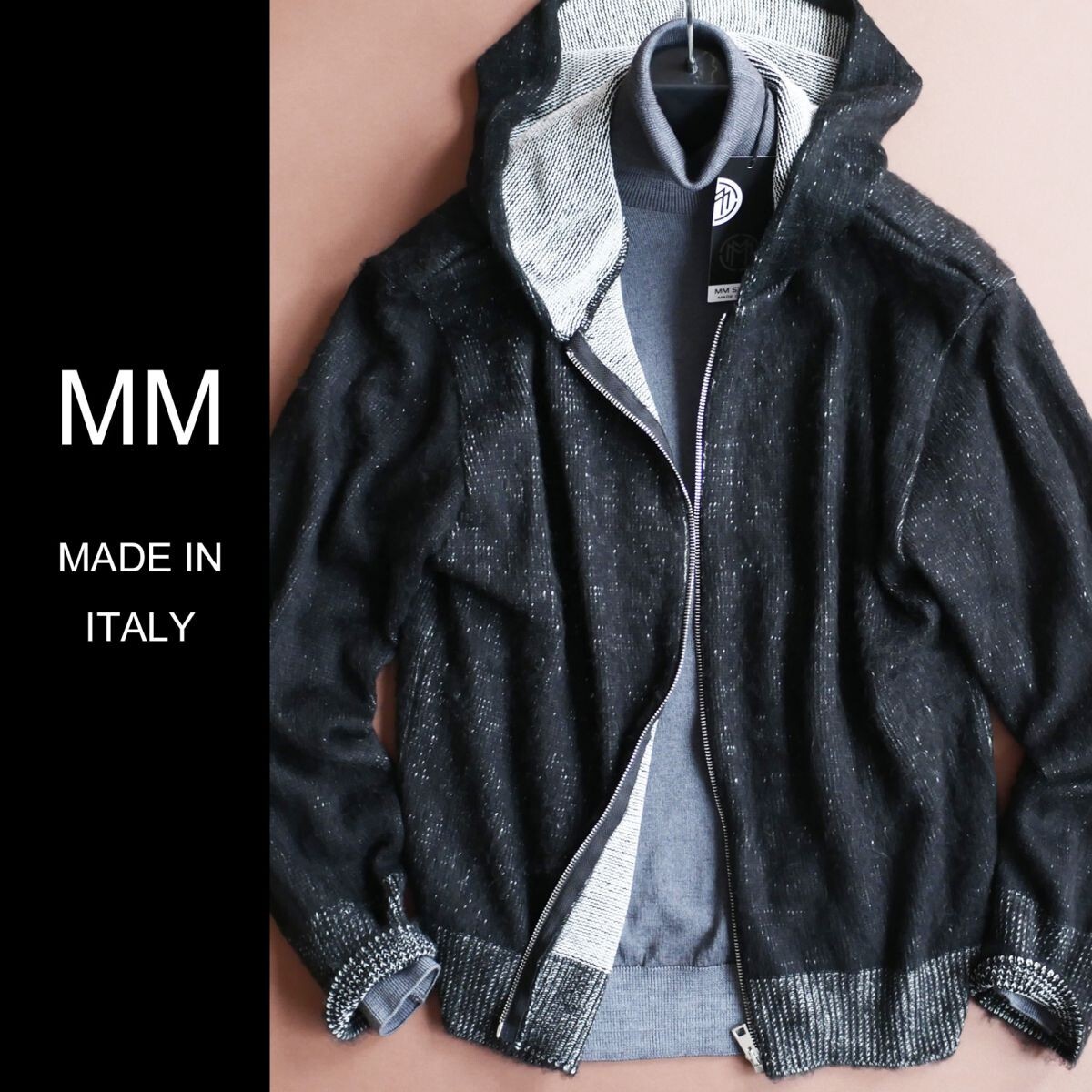 dt099●S●M●L●選択可●ミラノの街着ブランド●MM メイドインイタリー●ゆったり暖か●表情ニット●フーデッドジップジャケット拍卖