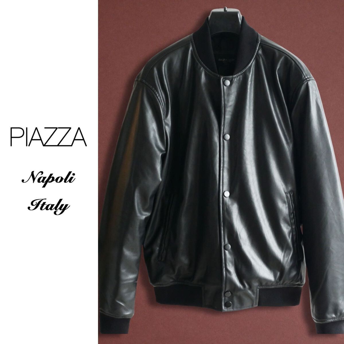 pi134●L●XL●選択可●イタリア ナポリ街着ブランド●中わた入りエコレザーブルゾン●拍卖