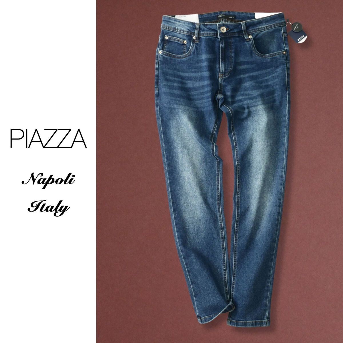 pi198●48●52●選択可●プレフォール●イタリア ナポリ街着ブランド●ブルーデニムパンツ●貴重スキニーフィット●超ストレッチ拍卖