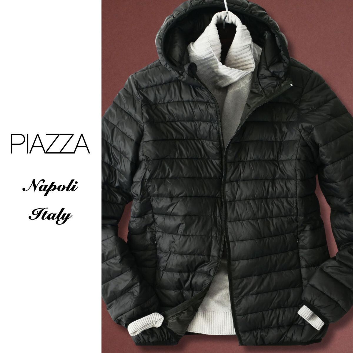 pi135●L●イタリア ナポリ街着ブランド●中わた入りフーデッドブルゾン●拍卖