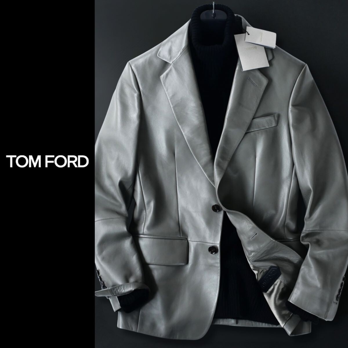 終了日午後6時迄ご入札●dr001●入手困難●TOM FORDトムフォード●上質本革ラムレザー●完売品●シングルブレストジャケット●48拍卖