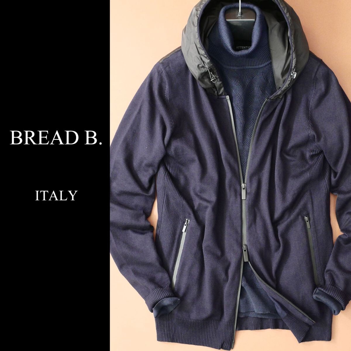 終了日午後6時迄ご入札●dr019●M●XXL●選択可●プレフォール●イタリアの街着●フーデッドジップジャケット●ダークネイビー拍卖