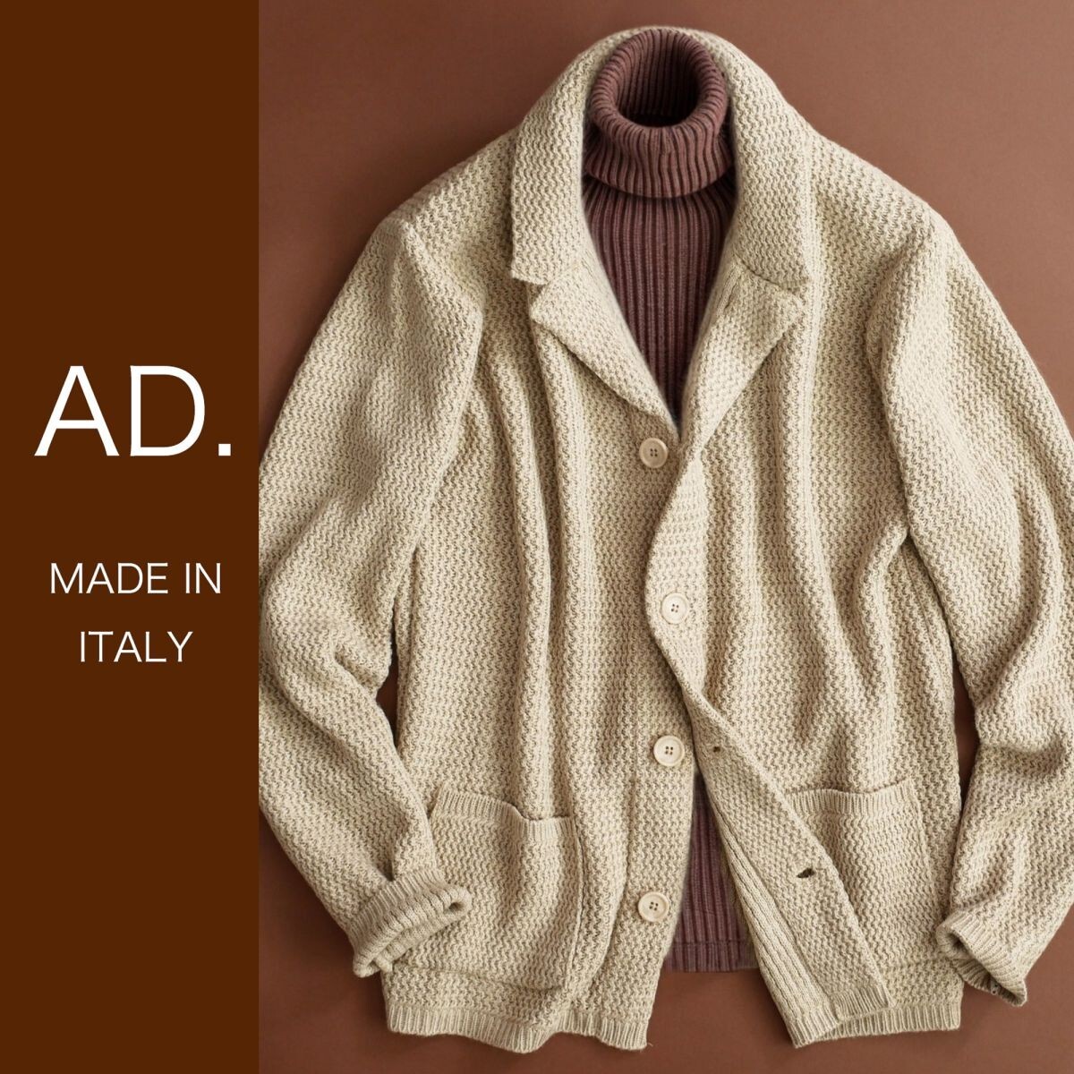 終了日午後6時迄ご入札●dt010●S●M●L●XL●選択可●ミラノの街着ブランド●AD●25-26.秋冬●ウール混紡ニットジャケット●メンズ拍卖