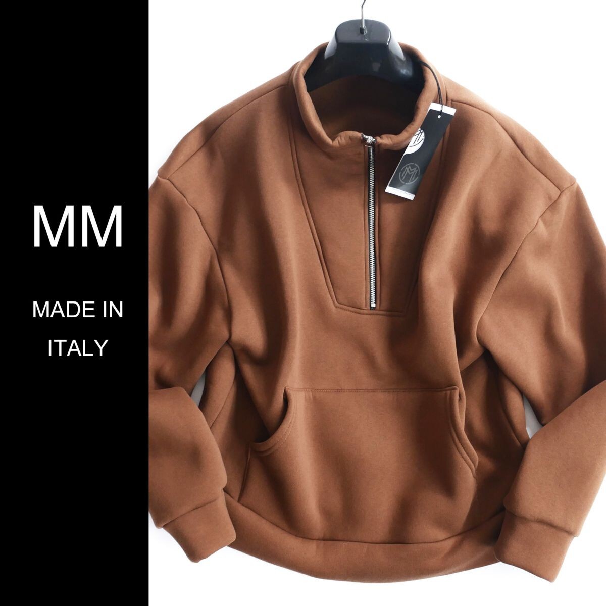 終了日午後6時迄ご入札●dt094●M●L●XL●XXL●選択可●ミラノの街着ブランド●MM●肉厚コットン内起毛仕上げ●ハーフジップトップス拍卖