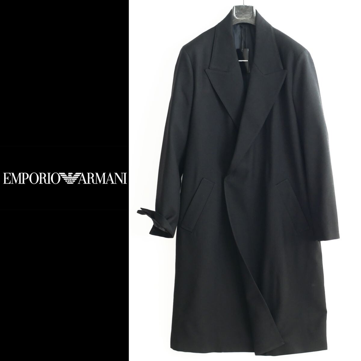 終了日午後6時迄ご入札●dt152●52●EMPORIO ARMANI●エンポリオアルマーニ●ウール100%ロングコート●メンズ拍卖