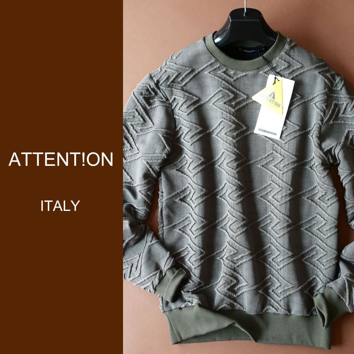 dn248●M●中部イタリアの街着ブランド●膨れ模様デザインニットトップス●イタリア製拍卖