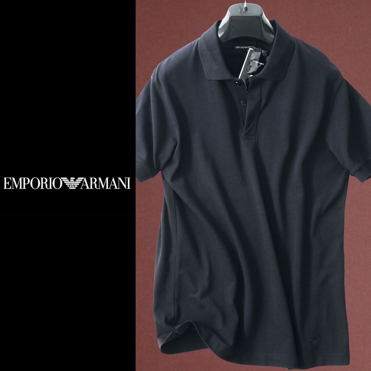 dn330●エンポリオアルマーニ●コットン100%鹿の子●バックスタイルデザインポロシャツ●S●48相当拍卖