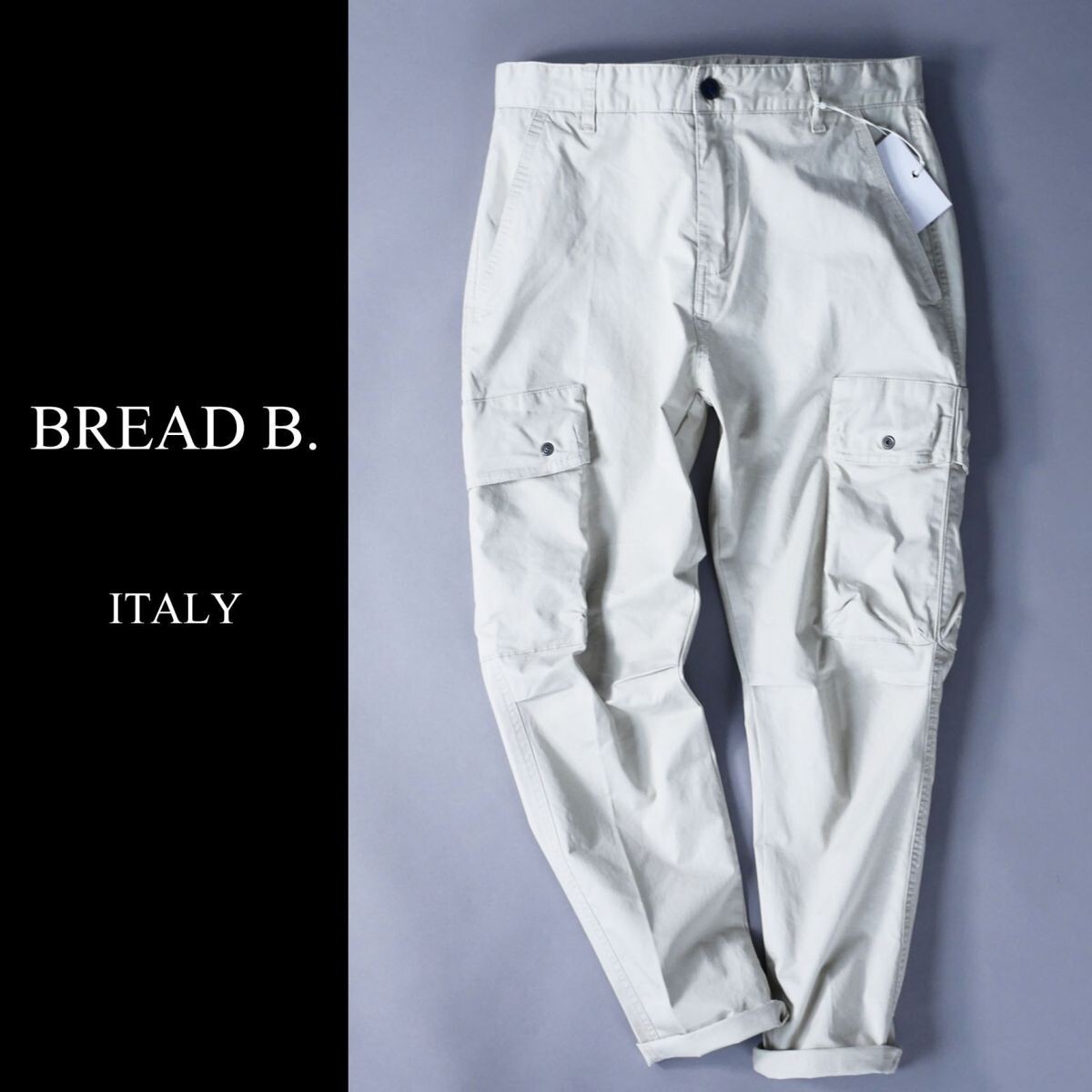 dp379●38●イタリア新ブランド●ブレッドB●コットンテーパードカーゴパンツ●サンドアイボリー系拍卖