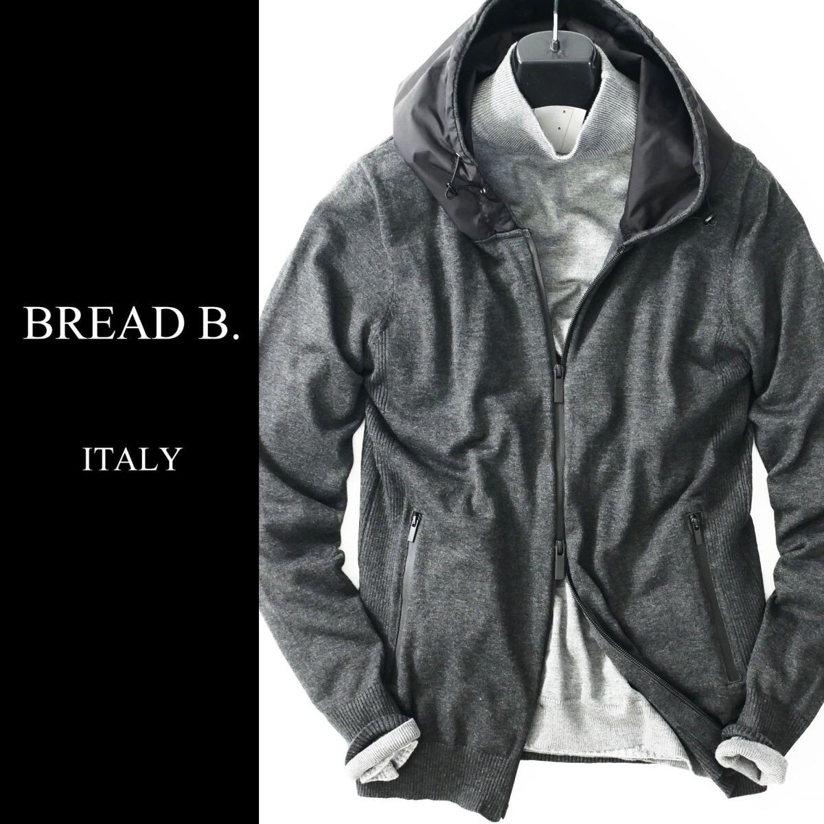 dr018●XXL●イタリアの街着新ブランド●フーデッドジップジャケット●グレー系拍卖
