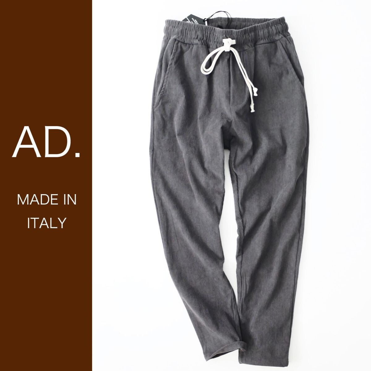dr052p●XL●ミラノの街着ブランド●綺麗に魅せる!●AD.メイドインイタリー●ドローストリングパンツ●メンズ拍卖