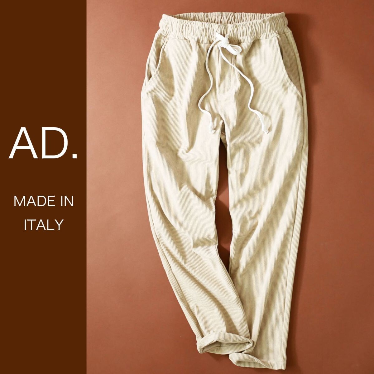 dr068B●M●L●選択可●プレフォール●ミラノの街着ブランド●AD.メイドインイタリー●今季テーパードドローストリングパンツ●メンズ拍卖