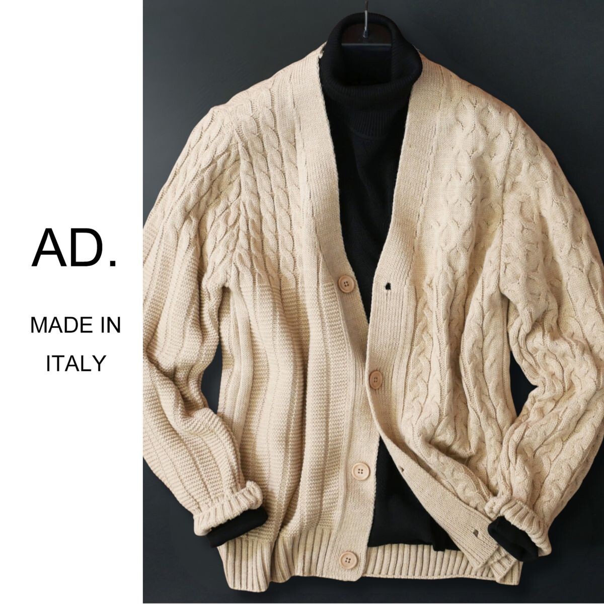 dr083●S●M●L●選択可●ミラノの街着ブランド●AD.メイドインイタリー●今季●4ティッピ編みニットカーディガン拍卖