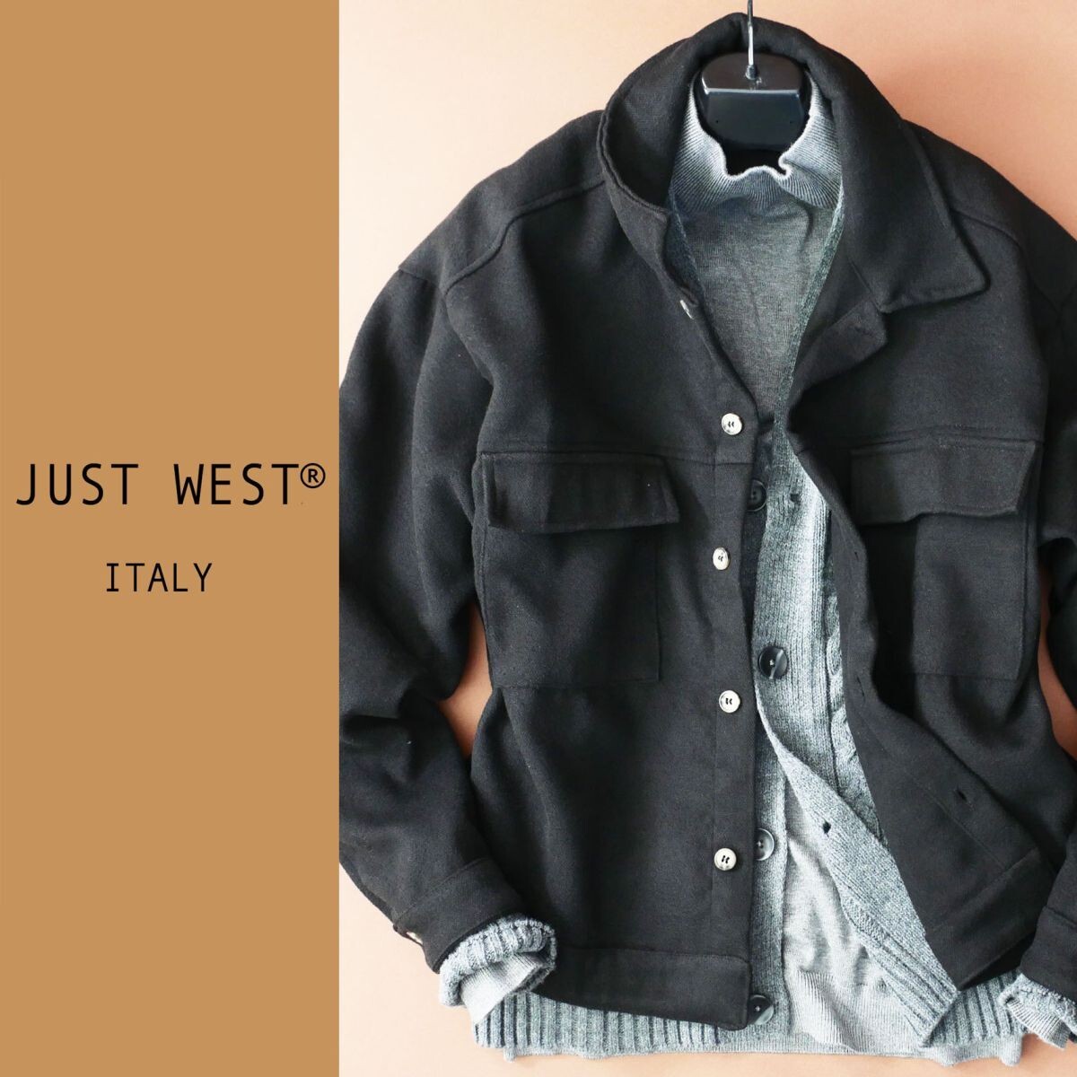 dr092●S●北イタリア 街着ブランド●ブラック系●フラップポケット●コットンジャケット●イタリア製拍卖