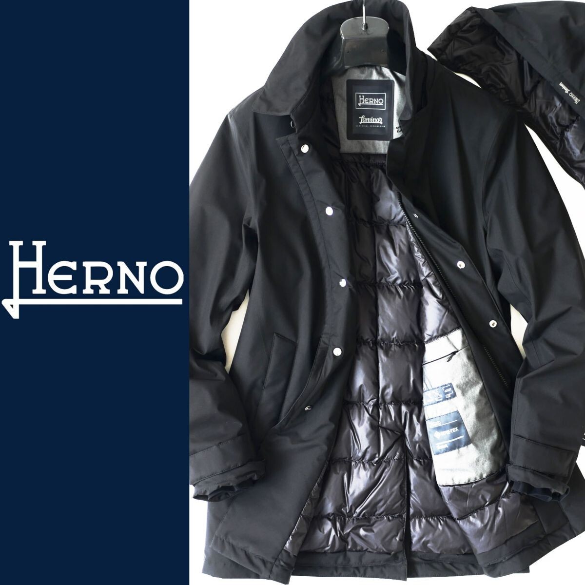 dr276●イタリアンクラシコ ヘルノ●暖かさと大人気ラミナー●グースダウンコート●着脱フード●メンズ●48拍卖