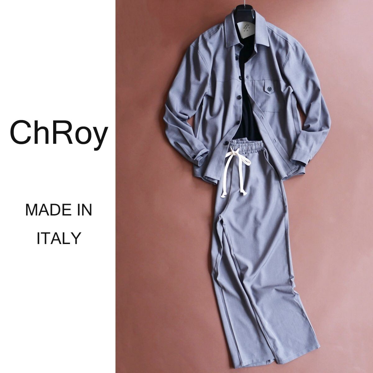 dr320●M●L●XL●選択可●ミラノの街着ブランド●ChRoy「クロイ」●秋冬●セットアップ●オーバーシャツジャケット/パンツ拍卖