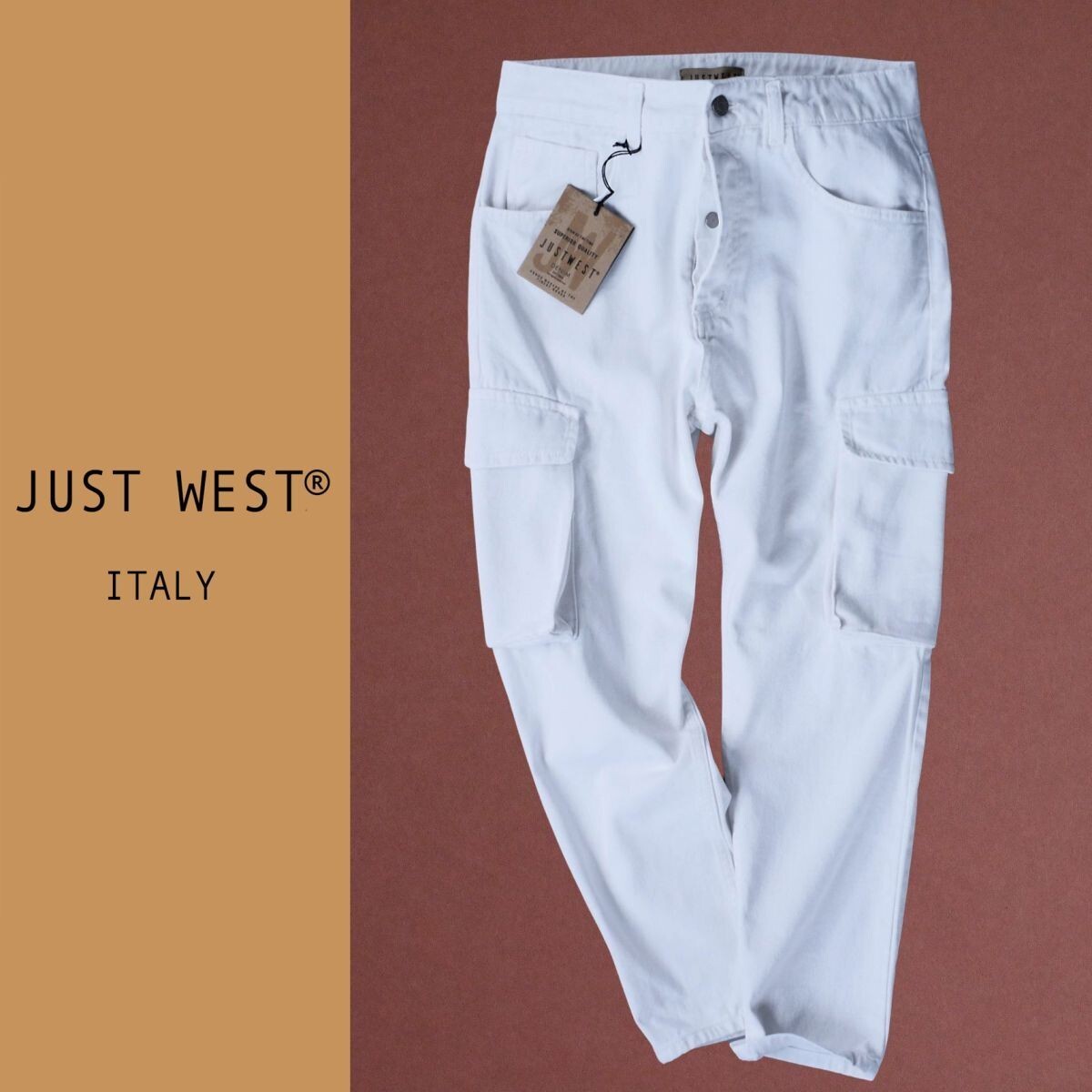 dr383●44●46●48●50●選択可●イタリアの街着ブランド●コットン100%●ホワイトデニムカーゴパンツ拍卖
