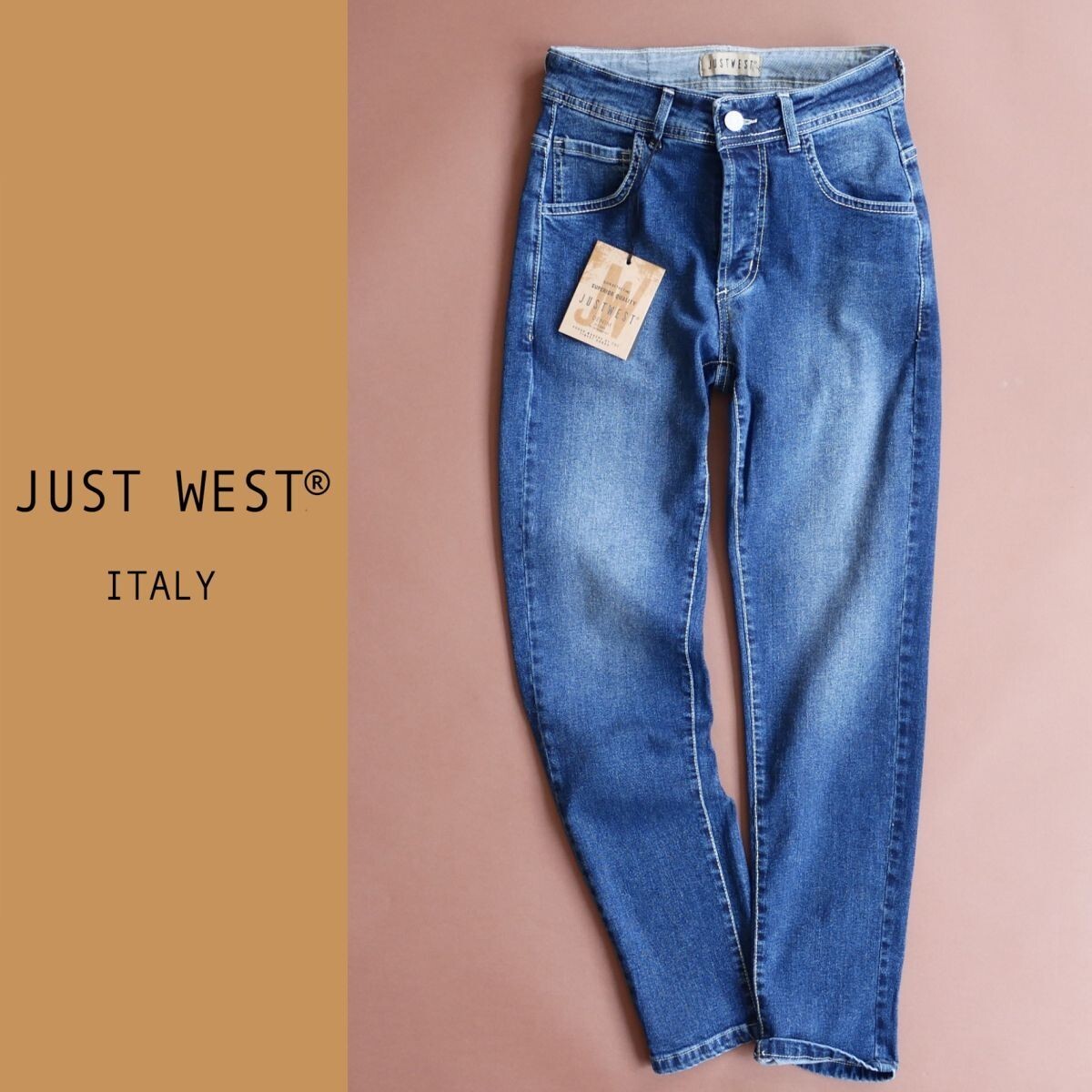 dr387●42●44●46●48●52●選択可●イタリアの街着ブランド●JUSTWEST(ジャストウェスト)●デニムパンツ拍卖