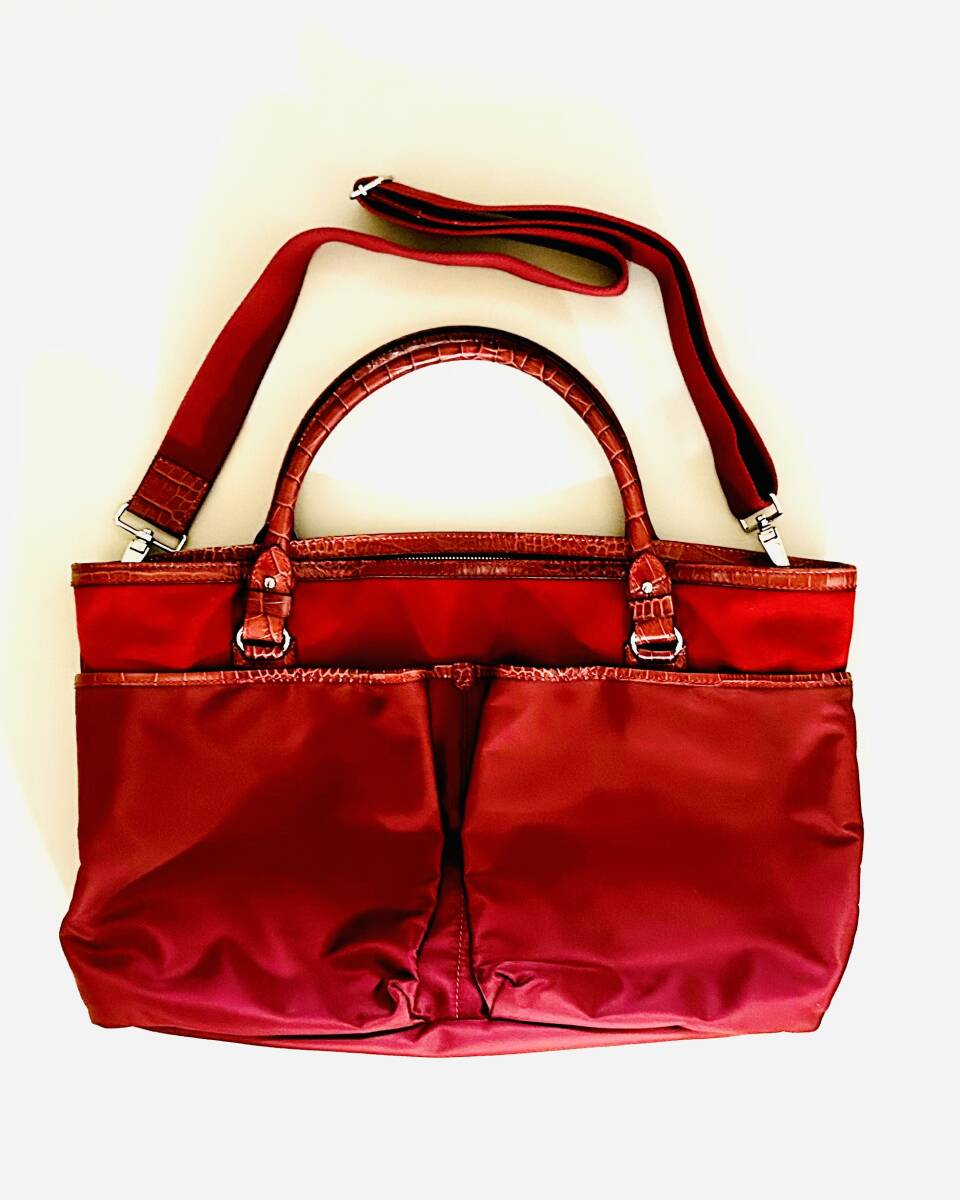 STEFANOMANO(ステファノマーノ)「ナイロン x レザー バッグ(COLOR: WINE)」(USED、数回のみ使用の美品)拍卖