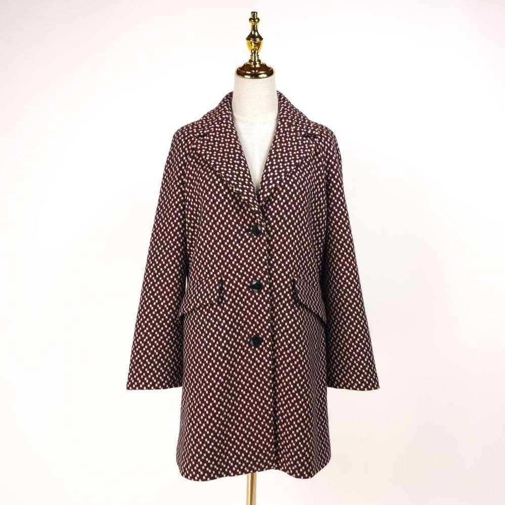 【新品】ミュウミュウ ウール ジャカード チェック柄 コート ブラウン 38 MIU MIU 拍卖