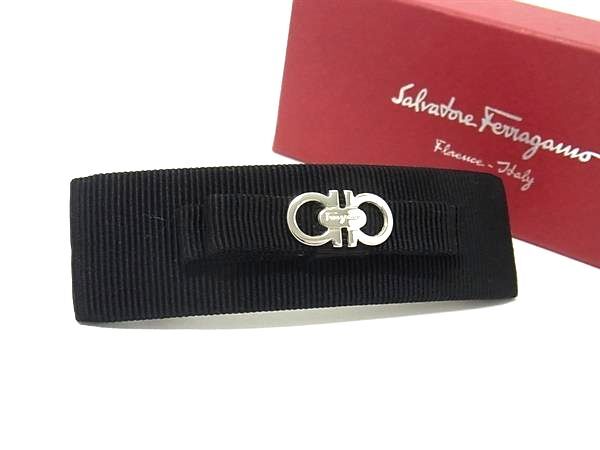 ■新品■未使用■ Salvatore Ferragamo フェラガモ ダブルガンチーニ キャンバス バレッタ ヘアアクセサリー ブラック系 FP6335拍卖