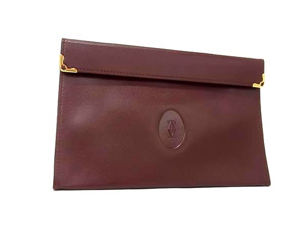 ■新品■未使用■ Cartier カルティエ マストライン レザー クラッチバッグ セカンドバッグ ポーチ マルチケース ボルドー系 FU3360拍卖