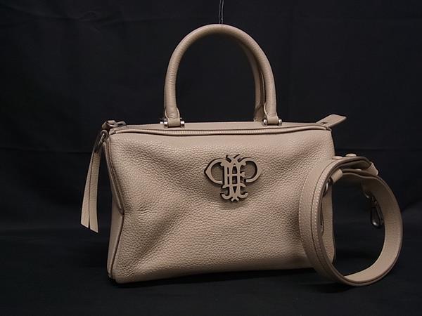 1円 ■美品■ EMILIO PUCCI エミリオプッチ レザー 2WAY クロスボディ ハンドバッグ トート ショルダー 肩掛け ベージュ系 FU5105拍卖