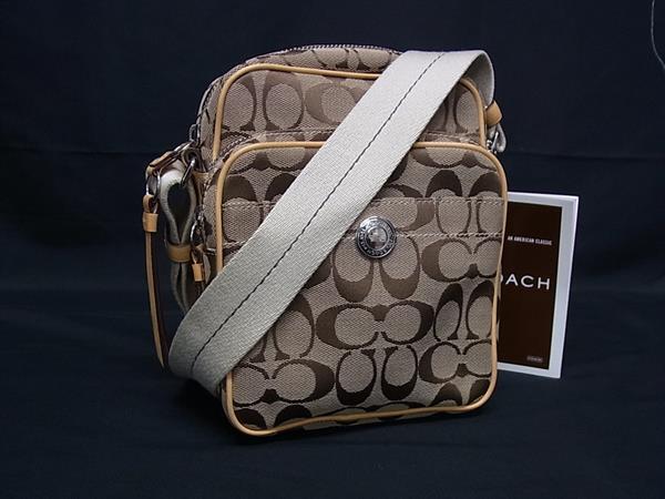 1円 ■美品■ COACH コーチ 6451 シグネチャー キャンバス クロスボディ ショルダー 斜め掛け レディース メンズ ブラウン系 GA5788拍卖