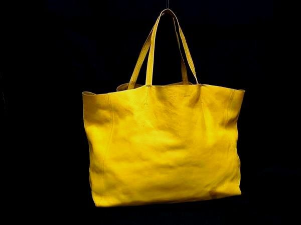 1円 CELINE セリーヌ ホリゾンタルカバ レザー トートバッグ ショルダーバッグ 肩掛けかばん レディース メンズ イエロー系 GA5792拍卖