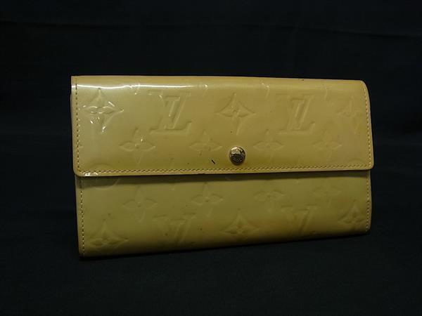1円 LOUIS VUITTON ルイヴィトン M91466 モノグラムヴェルニ ポルトフォイユ サラ 二つ折り 長財布 ウォレット イエロー系 FS6275拍卖