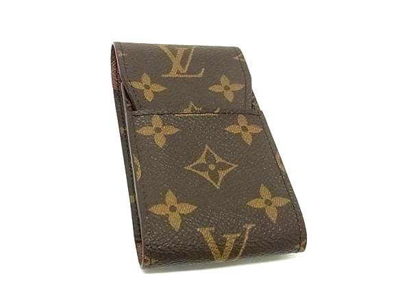 1円 ■新品同様■ LOUIS VUITTON ルイヴィトン M63024 モノグラム エテュイ シガレットケース 煙草ケース メンズ ブラウン系 FS6235拍卖
