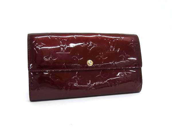 1円 LOUIS VUITTON ルイヴィトン M91521 モノグラムヴェルニ ポルトフォイユ サラ 二つ折り 長財布 ウォレット ワインレッド系 FS6277拍卖