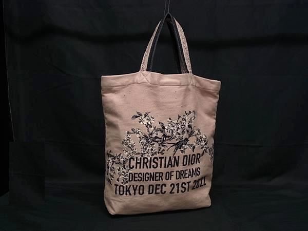 1円 ChristianDior クリスチャンディオール キャンバス 夢のクチュリエ展 限定 トートバッグ ハンドバッグ ピンク系×ブラック系 FU4838拍卖