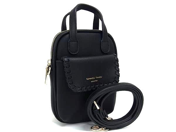 1円 ■美品■ Samantha Thavasa サマンサタバサ レザー 2WAY ショルダーバッグ ハンドバッグ クロスボディ レディース ブラック系 GB2405拍卖