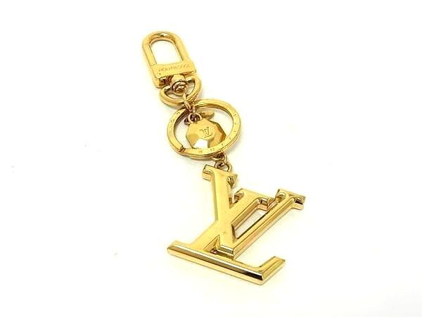 1円 ■美品■ LOUIS VUITTON ルイヴィトン M65216 ポルト クレ LV ファセット バッグチャーム キーリング キーホルダー ゴールド系 FU4372拍卖