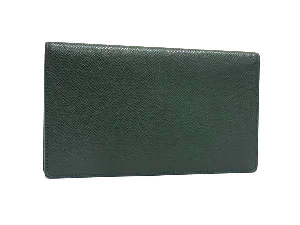 1円 ■美品■ LOUIS VUITTON ルイヴィトン M30414 タイガ ポルトシェキエ カルトクレディ 二つ折り 長財布 ウォレット グリーン系 FS5752拍卖