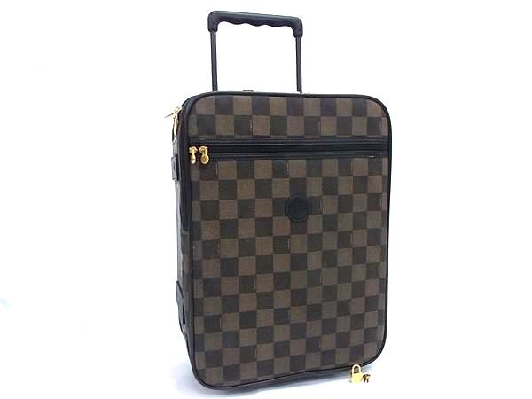 1円 FENDI フェンディ ヴィンテージ ペカン柄 PVC×レザー 2輪 キャリーケース キャリーバッグ スーツケース ブラウン系 GB2391拍卖