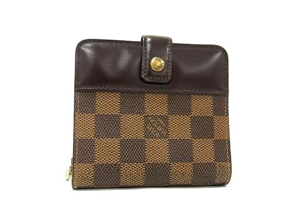 1円 LOUIS VUITTON ルイヴィトン N61668 ダミエ コンパクトジップ 二つ折り 財布 ウォレット 小銭入れ 札入れ ブラウン系 FS5775拍卖