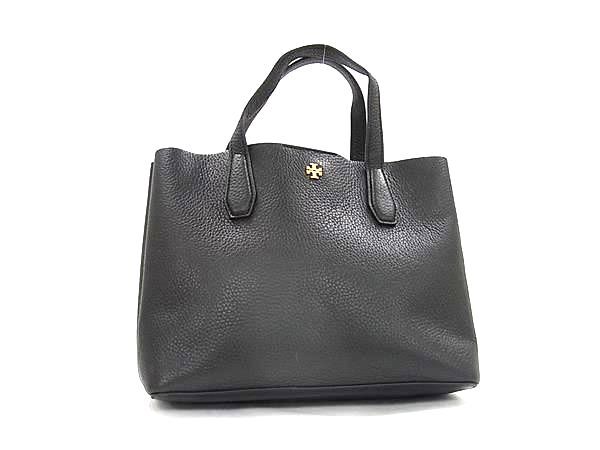 1円 ■美品■ TORY BURCH トリーバーチ ブレイク スモール レザー ハンドバッグ トートバッグ レディース ブラック系 FS5633拍卖